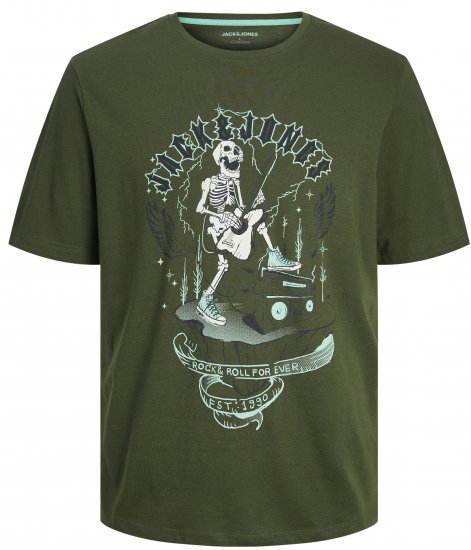 Jack & Jones JJSKULL ROCK T-Shirt Kombu Green - T-särgid - Suured T-särgid 2XL – 14XL