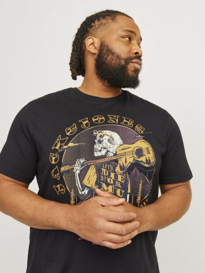 Jack & Jones JJSKULL ROCK T-Shirt Black - T-särgid - Suured T-särgid 2XL – 14XL
