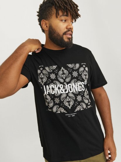 Jack & Jones JJPAISLEY T-Shirt Black - T-särgid - Suured T-särgid 2XL – 14XL