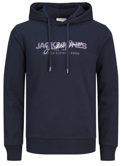 Jack & Jones JJALVIS Hoodie Navy Blazer - Sviitrid ja dressipluusid - Meeste suured kapuutsiga jakid suurustes 2XL – 14XL