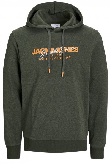 Jack & Jones JJALVIS Hoodie Kombu Green - Sviitrid ja dressipluusid - Meeste suured kapuutsiga jakid suurustes 2XL – 14XL