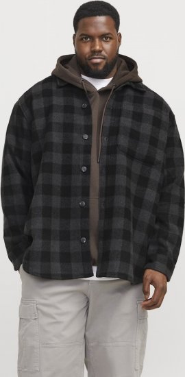 Jack & Jones ZAC BRUSHED Long Sleeve OVERSHIRT Grey - Särgid - Meeste suured särgid 2XL – 8XL