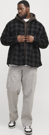 Jack & Jones ZAC BRUSHED Long Sleeve OVERSHIRT Grey - Särgid - Meeste suured särgid 2XL – 8XL