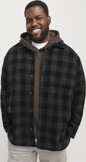 Jack & Jones ZAC BRUSHED Long Sleeve OVERSHIRT Grey - Särgid - Meeste suured särgid 2XL – 8XL