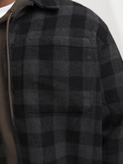 Jack & Jones ZAC BRUSHED Long Sleeve OVERSHIRT Grey - Särgid - Meeste suured särgid 2XL – 8XL