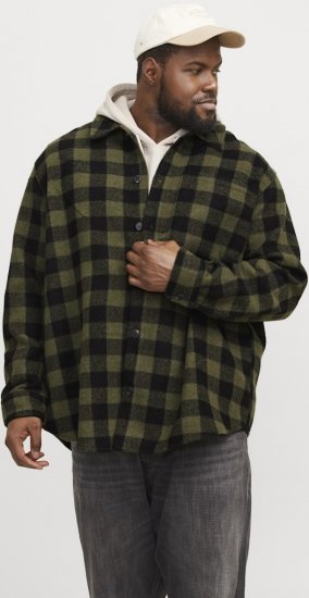 Jack & Jones ZAC Brushed Long Sleeve Overshirt Green - Särgid - Meeste suured särgid 2XL – 8XL