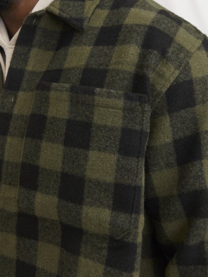 Jack & Jones ZAC Brushed Long Sleeve Overshirt Green - Särgid - Meeste suured särgid 2XL – 8XL