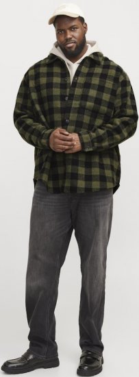 Jack & Jones ZAC Brushed Long Sleeve Overshirt Green - Särgid - Meeste suured särgid 2XL – 8XL