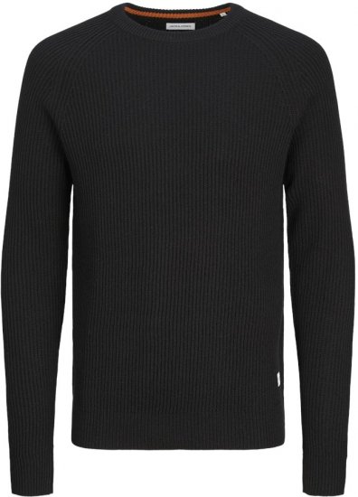 Jack & Jones PANNEL Knitted Sweater Black - Sviitrid ja dressipluusid - Meeste suured kapuutsiga jakid suurustes 2XL – 14XL