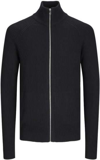Jack & Jones PANNEL Turtleneck Knitted Sweater with Zipper Black - Sviitrid ja dressipluusid - Meeste suured kapuutsiga jakid suurustes 2XL – 14XL