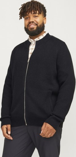Jack & Jones PANNEL Turtleneck Knitted Sweater with Zipper Black - Sviitrid ja dressipluusid - Meeste suured kapuutsiga jakid suurustes 2XL – 14XL