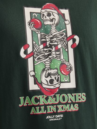 Jack & Jones XMAS Christmas Skull T-Shirt Dark Slate Grey - T-särgid - Suured T-särgid 2XL – 14XL
