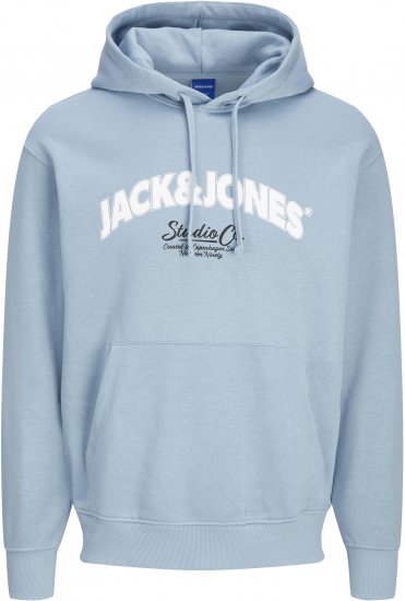 Jack & Jones JORBRONX Hoodie Light Blue - Sviitrid ja dressipluusid - Meeste suured kapuutsiga jakid suurustes 2XL – 14XL