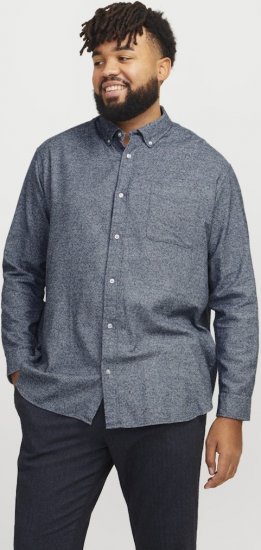 Jack & Jones NORRIS Flannel Long Sleeve Shirt Navy Blazer - Särgid - Meeste suured särgid 2XL – 8XL