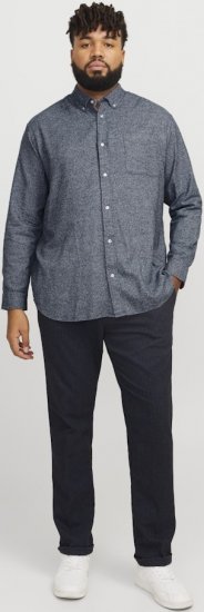 Jack & Jones NORRIS Flannel Long Sleeve Shirt Navy Blazer - Särgid - Meeste suured särgid 2XL – 8XL