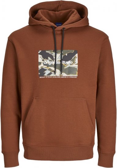 Jack & Jones ESTERBRO Hoodie Brandy Brown - Sviitrid ja dressipluusid - Meeste suured kapuutsiga jakid suurustes 2XL – 14XL