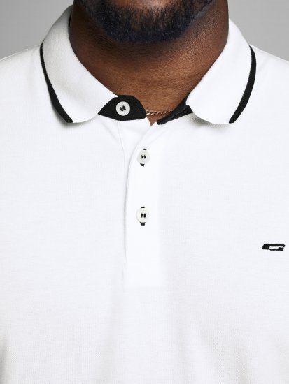 Jack & Jones PAULOS Short Sleeve Polo White/PS - Polosärgid - Meeste suured polosärgid 2XL – 8XL