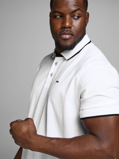 Jack & Jones PAULOS Short Sleeve Polo White/PS - Polosärgid - Meeste suured polosärgid 2XL – 8XL