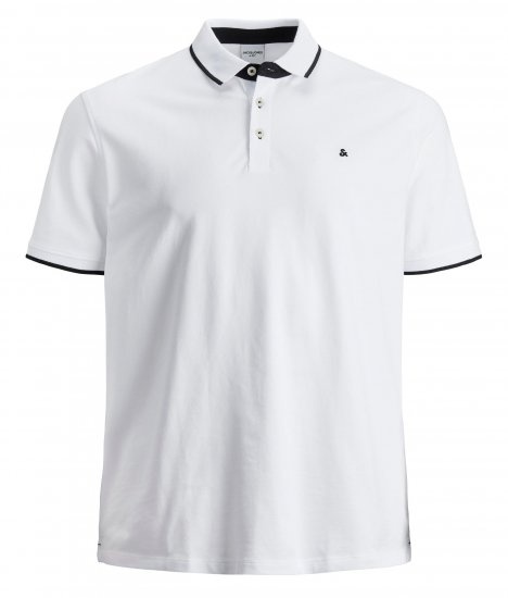 Jack & Jones PAULOS Short Sleeve Polo White/PS - Polosärgid - Meeste suured polosärgid 2XL – 8XL