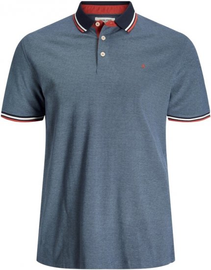 Jack & Jones PAULOS Short Sleeve Polo Denim Blue/PS - Polosärgid - Meeste suured polosärgid 2XL – 8XL