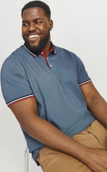 Jack & Jones PAULOS Short Sleeve Polo Denim Blue/PS - Polosärgid - Meeste suured polosärgid 2XL – 8XL