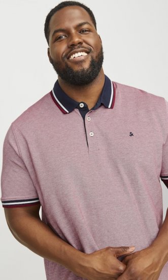 Jack & Jones PAULOS Short Sleeve Polo Rio Red/PS - Polosärgid - Meeste suured polosärgid 2XL – 8XL