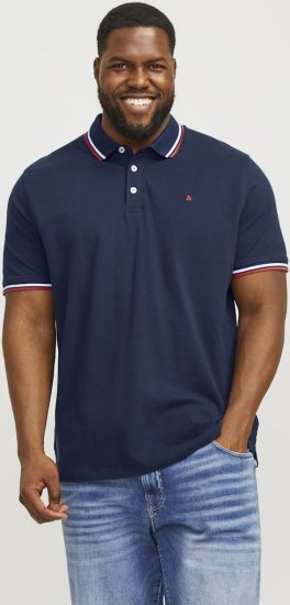 Jack & Jones PAULOS Short Sleeve Polo Navy Blazer - Polosärgid - Meeste suured polosärgid 2XL – 8XL