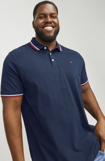 Jack & Jones PAULOS Short Sleeve Polo Navy Blazer - Polosärgid - Meeste suured polosärgid 2XL – 8XL