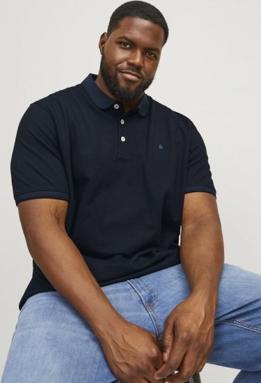 Jack & Jones PAULOS Short Sleeve Polo Dark Navy/PS - Polosärgid - Meeste suured polosärgid 2XL – 8XL