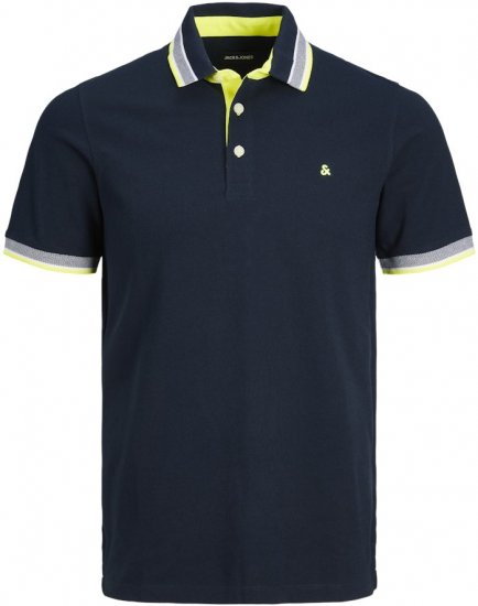 Jack & Jones PAULOS Short Sleeve Polo Dark Navy/NEON - Polosärgid - Meeste suured polosärgid 2XL – 8XL