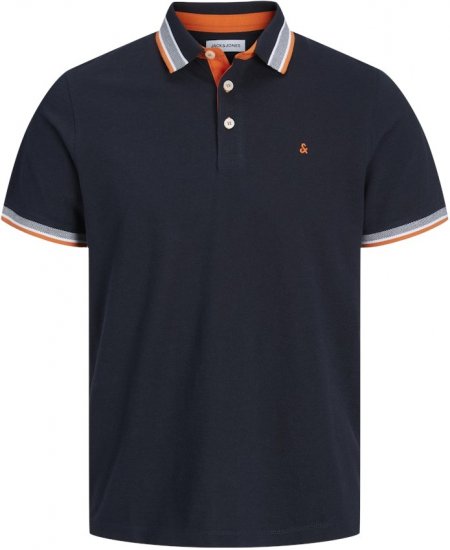 Jack & Jones PAULOS Short Sleeve Polo Black Navy/NEON - Polosärgid - Meeste suured polosärgid 2XL – 8XL
