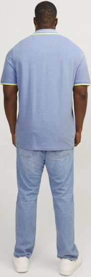 Jack & Jones PAULOS Short Sleeve Polo Light Blue/NEON - Polosärgid - Meeste suured polosärgid 2XL – 8XL
