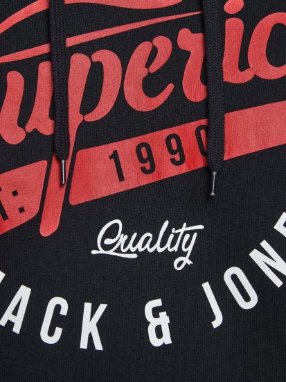 Jack & Jones Elogo Sweat Hood Black - Sviitrid ja dressipluusid - Meeste suured kapuutsiga jakid suurustes 2XL – 14XL