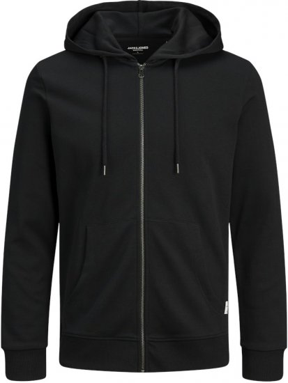 Jack & Jones Basic Sweat Zip Hood Black - Sviitrid ja dressipluusid - Meeste suured kapuutsiga jakid suurustes 2XL – 14XL