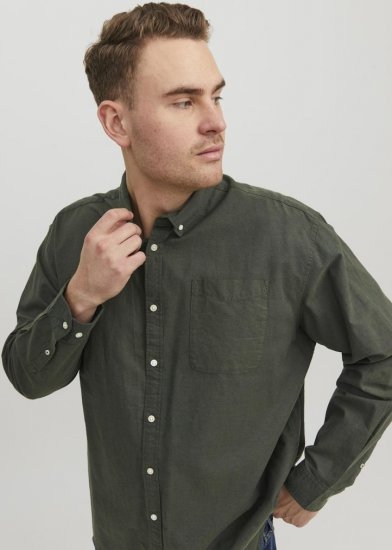 Jack & Jones OXFORD LS Shirt Green - Särgid - Meeste suured särgid 2XL – 8XL