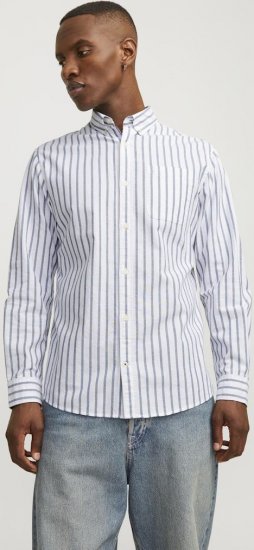 Jack & Jones OXFORD LS Shirt Striped Ensign Blue - Särgid - Meeste suured särgid 2XL – 8XL