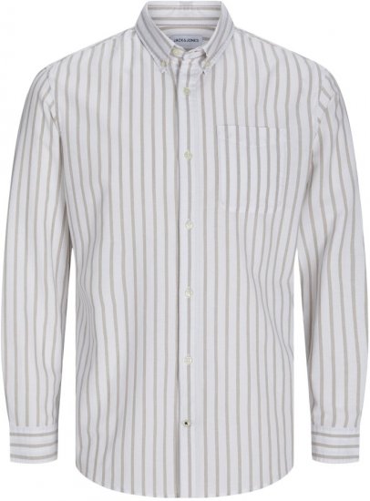 Jack & Jones OXFORD LS Shirt Striped White - Särgid - Meeste suured särgid 2XL – 8XL