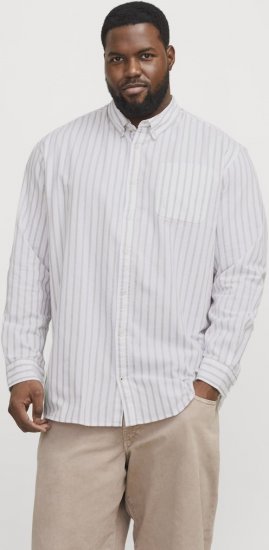 Jack & Jones OXFORD LS Shirt Striped White - Särgid - Meeste suured särgid 2XL – 8XL