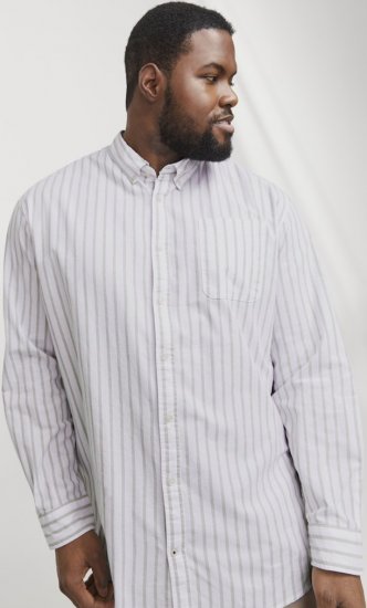 Jack & Jones OXFORD LS Shirt Striped White - Särgid - Meeste suured särgid 2XL – 8XL