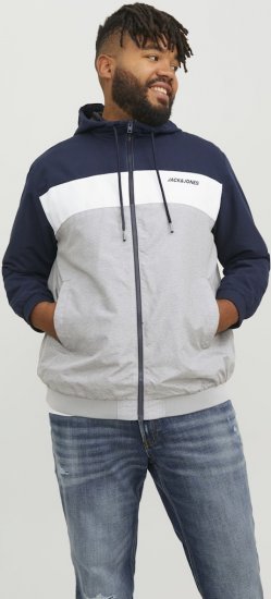 Jack & Jones RUSH White/Grey Blocking Bomber Jacket with Hood Navy Blazer - Jakid ja joped - Joped, suured suurused: 2XL – 12XL