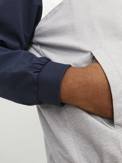 Jack & Jones RUSH White/Grey Blocking Bomber Jacket with Hood Navy Blazer - Jakid ja joped - Joped, suured suurused: 2XL – 12XL