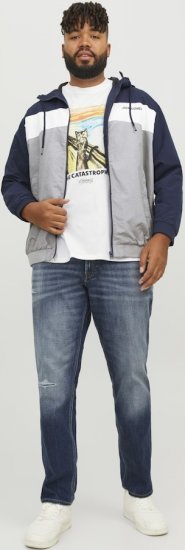 Jack & Jones RUSH White/Grey Blocking Bomber Jacket with Hood Navy Blazer - Jakid ja joped - Joped, suured suurused: 2XL – 12XL
