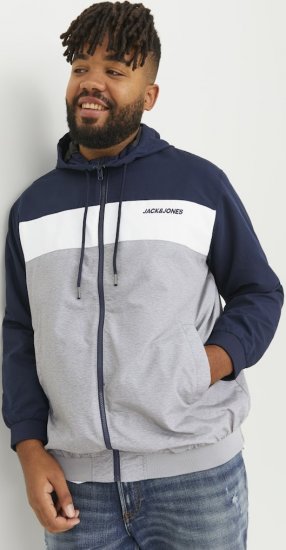 Jack & Jones RUSH White/Grey Blocking Bomber Jacket with Hood Navy Blazer - Jakid ja joped - Joped, suured suurused: 2XL – 12XL