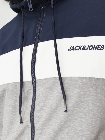 Jack & Jones RUSH White/Grey Blocking Bomber Jacket with Hood Navy Blazer - Jakid ja joped - Joped, suured suurused: 2XL – 12XL