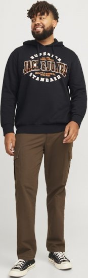 Jack & Jones 2 COL LOGO Hoodie Black - Sviitrid ja dressipluusid - Meeste suured kapuutsiga jakid suurustes 2XL – 14XL