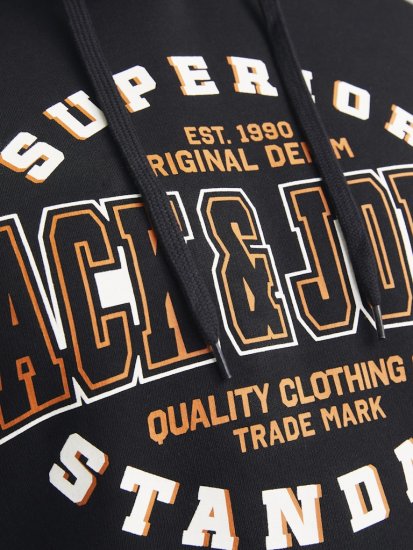 Jack & Jones 2 COL LOGO Hoodie Black - Sviitrid ja dressipluusid - Meeste suured kapuutsiga jakid suurustes 2XL – 14XL