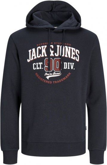 Jack & Jones 2 COL LOGO Hoodie Dark Navy - Sviitrid ja dressipluusid - Meeste suured kapuutsiga jakid suurustes 2XL – 14XL