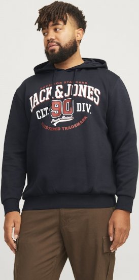 Jack & Jones 2 COL LOGO Hoodie Dark Navy - Sviitrid ja dressipluusid - Meeste suured kapuutsiga jakid suurustes 2XL – 14XL