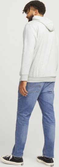 Jack & Jones 2 COL LOGO Hoodie White Melange - Sviitrid ja dressipluusid - Meeste suured kapuutsiga jakid suurustes 2XL – 14XL