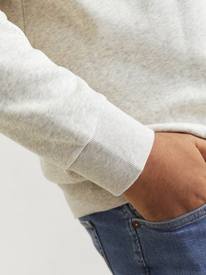 Jack & Jones 2 COL LOGO Hoodie White Melange - Sviitrid ja dressipluusid - Meeste suured kapuutsiga jakid suurustes 2XL – 14XL